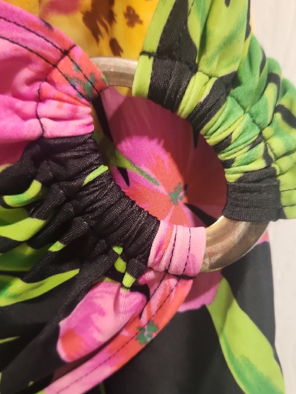Tropical Floral One-Piece Swimsuit - Black with Pink & Yellow Flowers - Picture 8 of 10